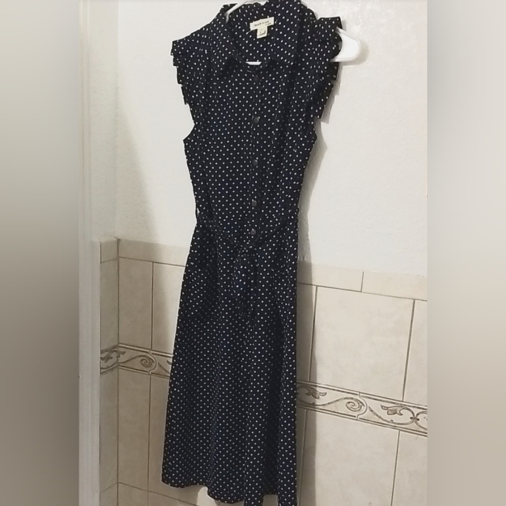Monteau Navy Polka Dot Dress